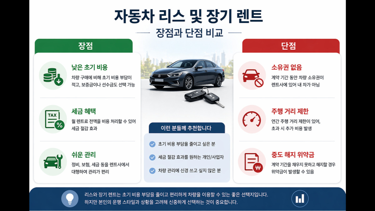 자동차 신차 할부 vs 리스 vs 렌트 비교