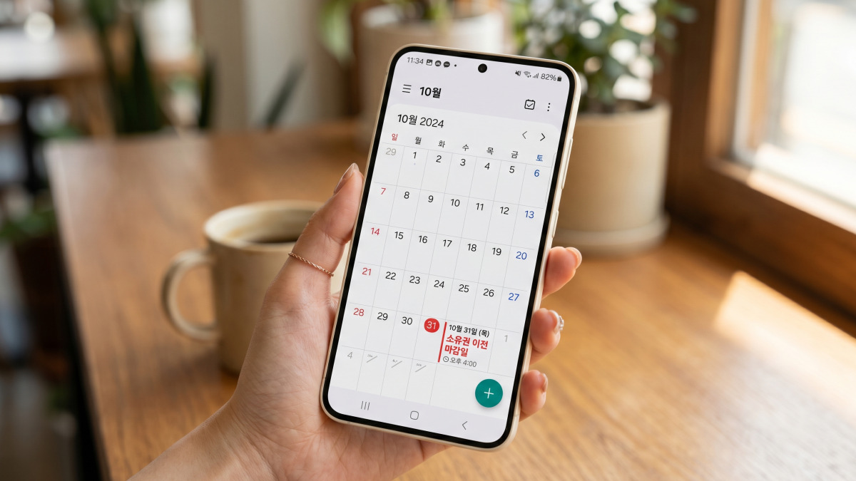 스마트폰 캘린더에 명의이전 마감일 표시된 화면