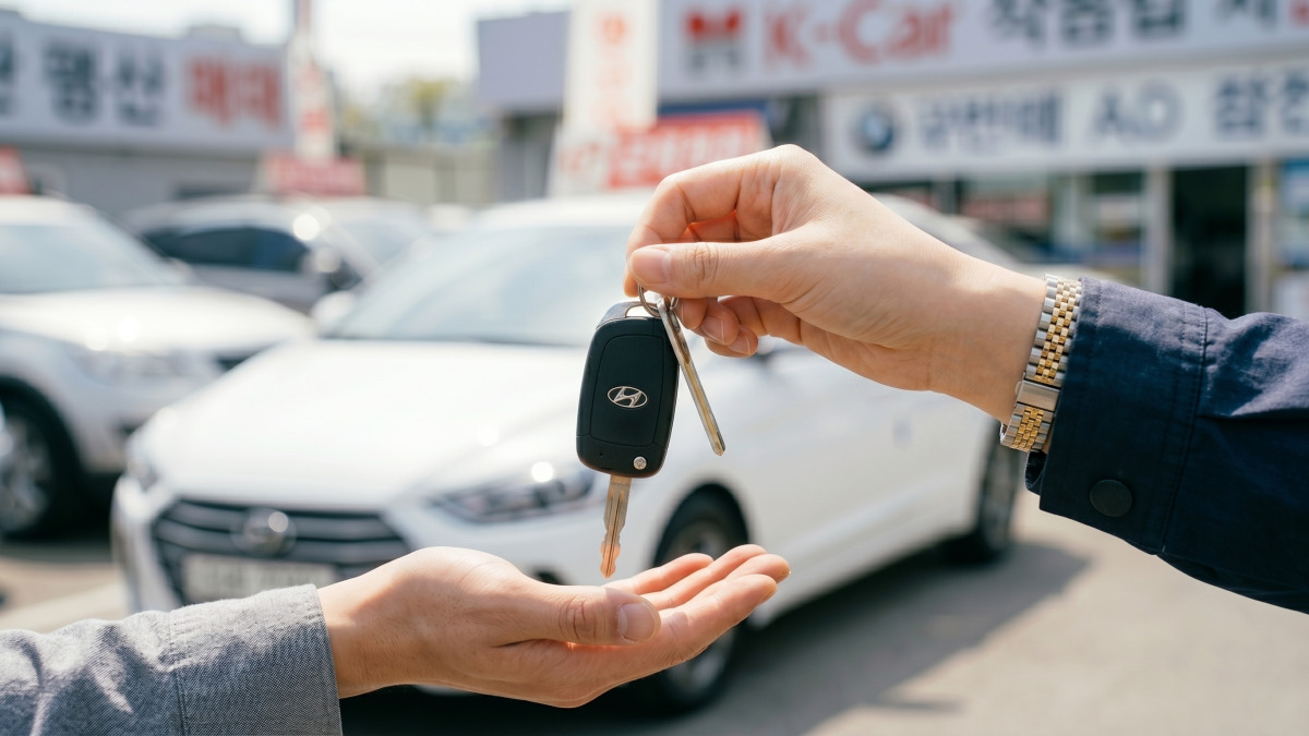 중고차 직거래 하는 장면