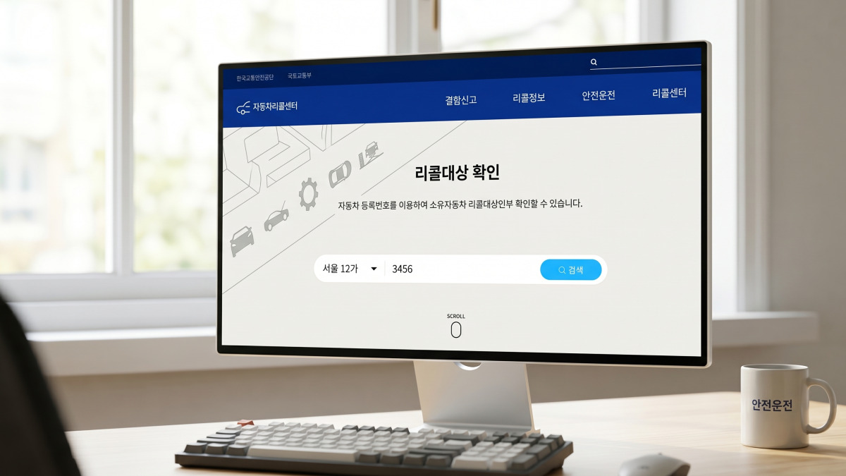 자동차리콜센터 홈페이지 리콜 조회 화면