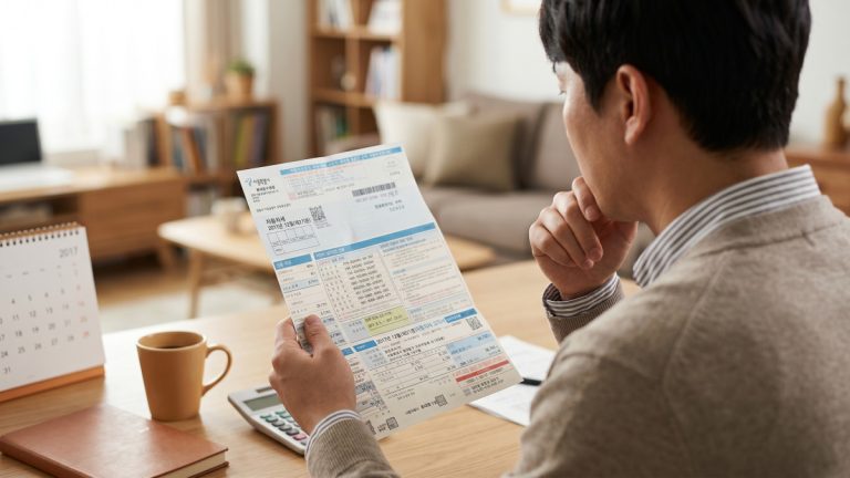 자동차세 고지서를 보고 있는 차주의 모습