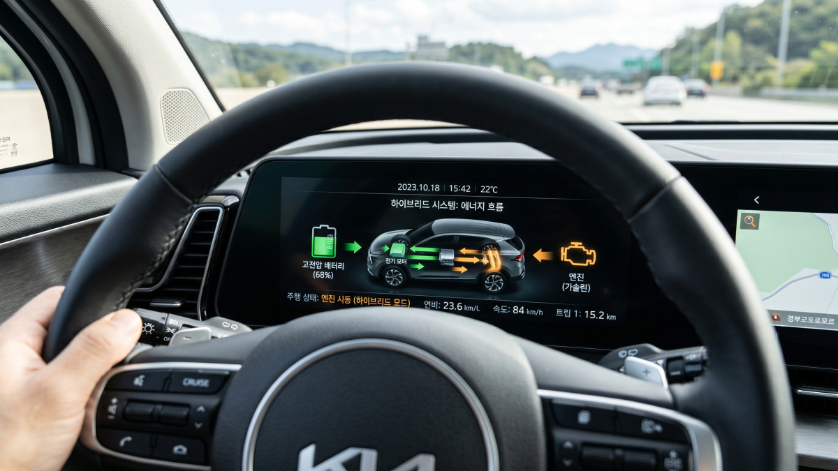 하이브리드 차량 에너지 흐름 계기판