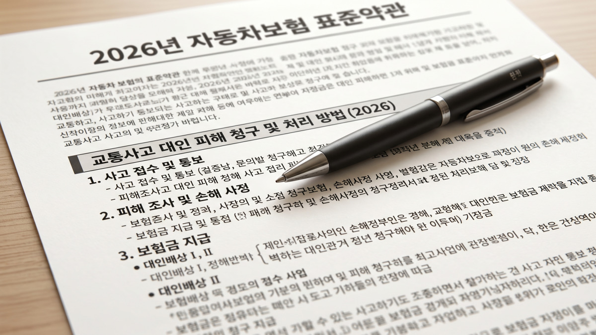 2026년형 자동차보험 표준약관 개정안 문서