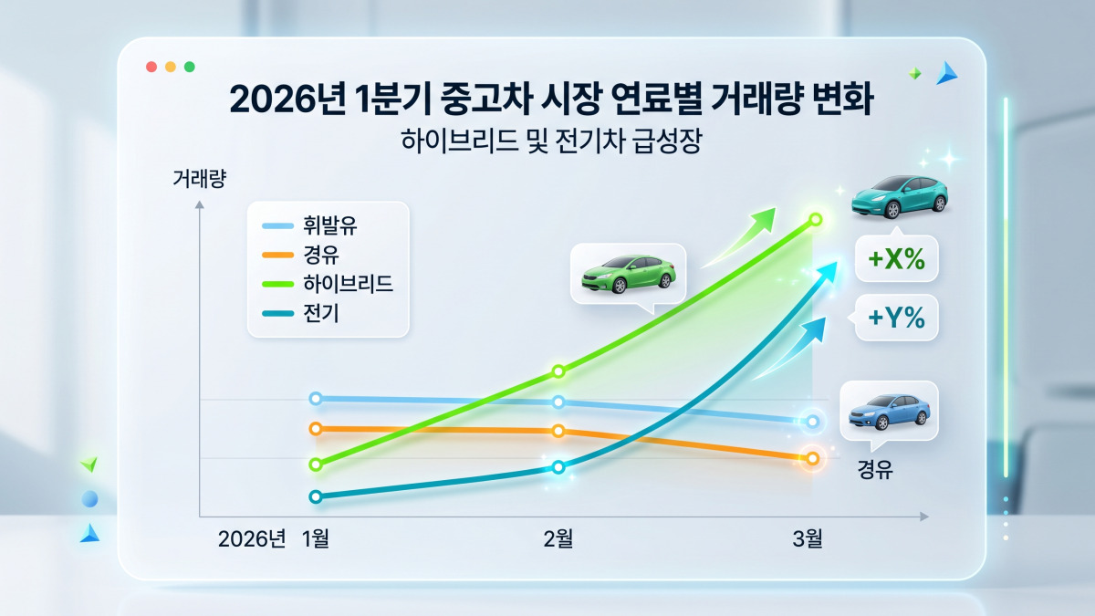 2026년 1분기 중고차 시장 연료별 거래량 변화 그래프