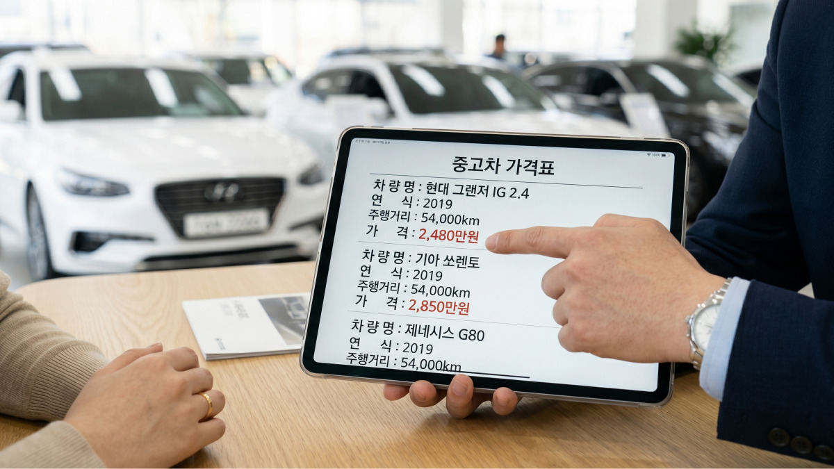 중고차 딜러와 고객 상담