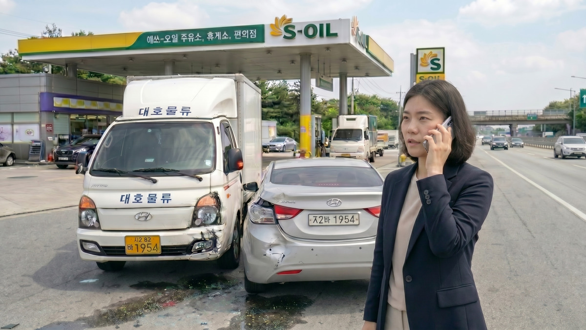 교통사고 가해자가 대인 접수를 거부할 때 피해자가 보험사에 직접청구권을 문의하는 모습