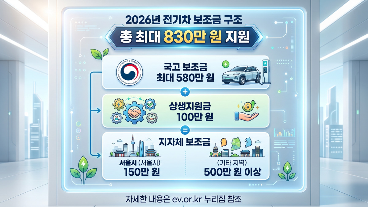 2026년 전기차 보조금 구조 국고 전환지원금 지자체 보조금 합산 인포그래픽